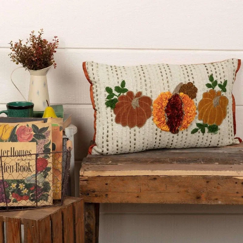 Square Pillows for Modern Home DecorAutumn Pumpkin Patch Pillow 14x22 VHC Brands