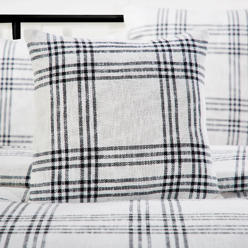 Memory Foam Pillows for Neck SupportBlack Plaid Fabric Pillow Cover 18x18 VHC Brands