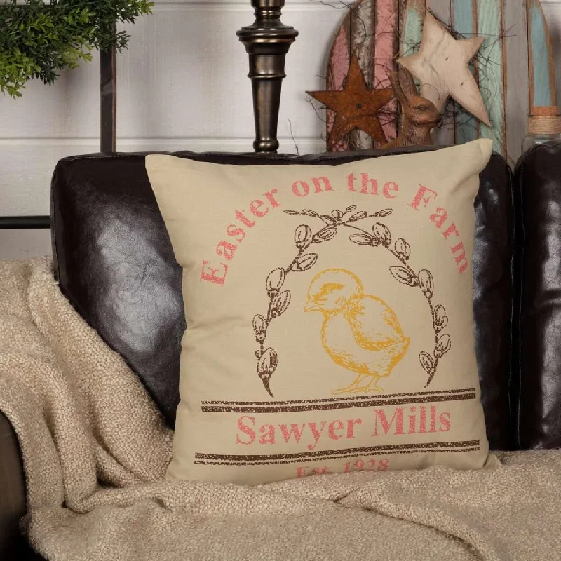 Soft and Fluffy Pillows for Bedroom ComfortSawyer Mill Easter on the Farm Chick Pillow 18x18 VHC Brands