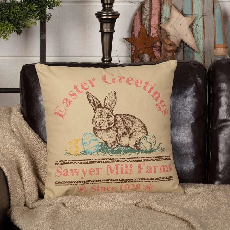 Memory Foam Pillows for Neck SupportSawyer Mill Easter Greetings Bunny Pillow 18x18 VHC Brands