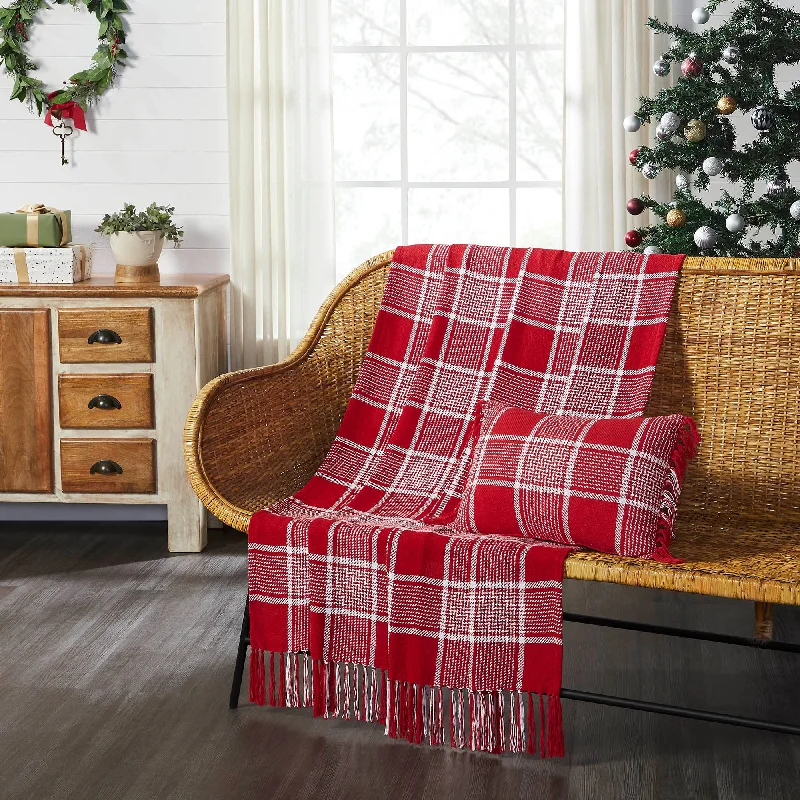 Decorative Pillows for Living Room MakeoverEston Red White Plaid Woven Throw 50"x60" VHC Brands