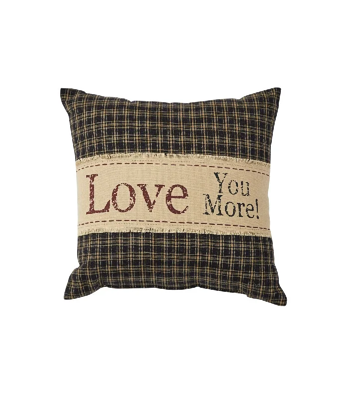 Down Alternative Pillows for Ethical ChoicesLove You More Pillow - 10x10 Burlap Trim Park Designs