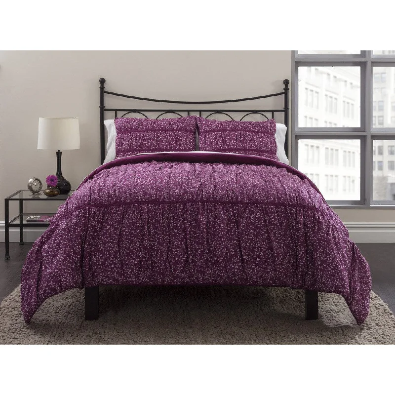 Microfiber - filled comforters that are lightweight and easy to care forRuched Petite Flora 3-piece Comforter Set