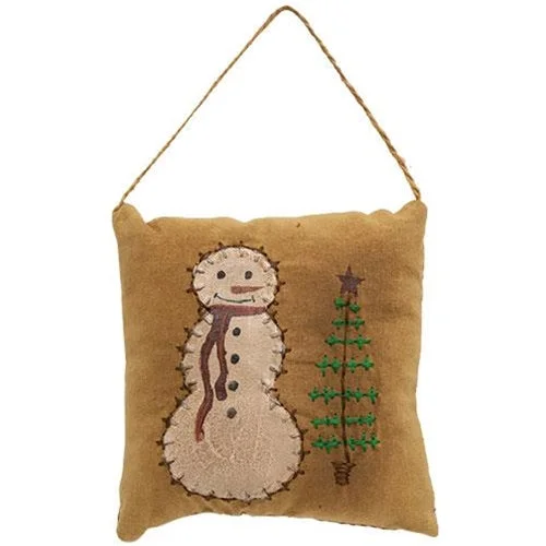 Soft and Fluffy Pillows for Bedroom ComfortPrimitive Snowman Christmas Tree Pillow Ornament