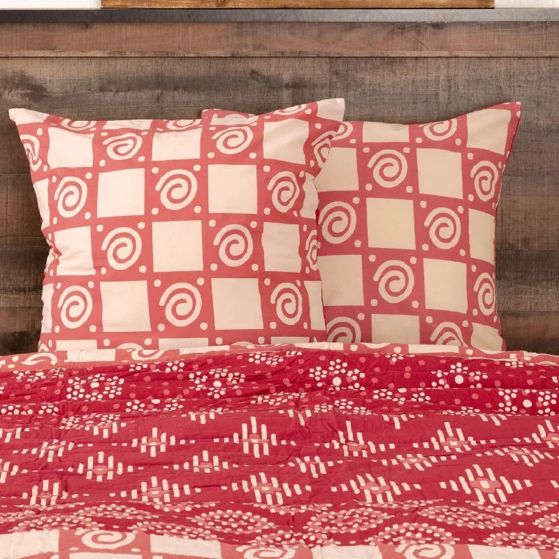 Decorative Pillows for Living Room MakeoverPaloma Crimson Fabric Euro Sham 26x26 VHC Brands