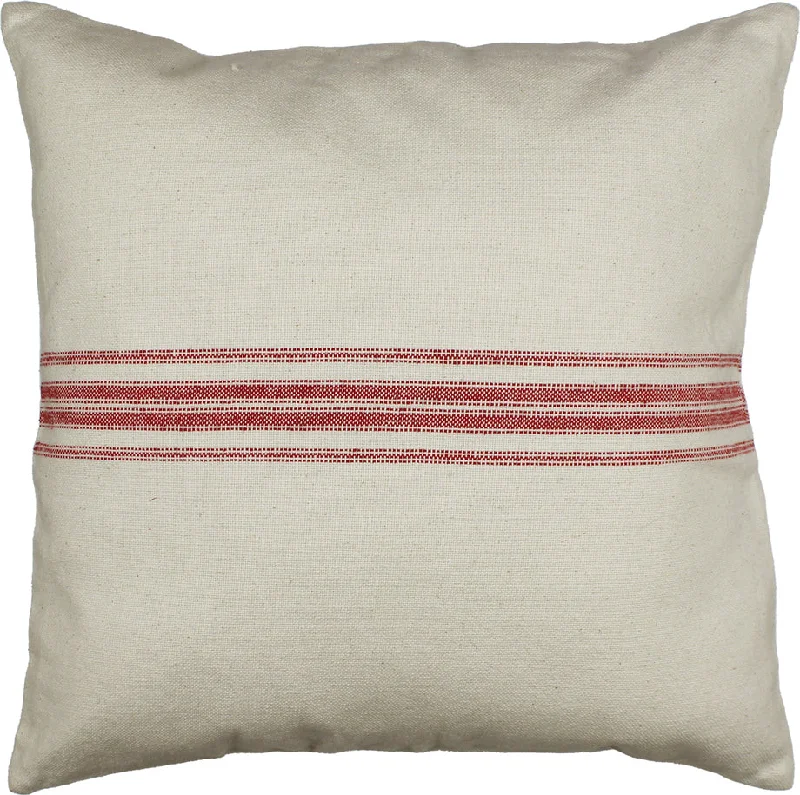 Silk Pillows for Smooth Skin and HairRed Grain Sack Cream, Red Pillow PC074010