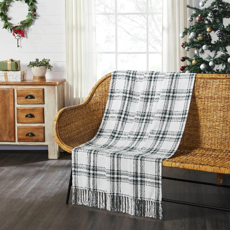 Decorative Pillows for Living Room MakeoverHarper Plaid Green White Woven Throw 50"x60" VHC Brands