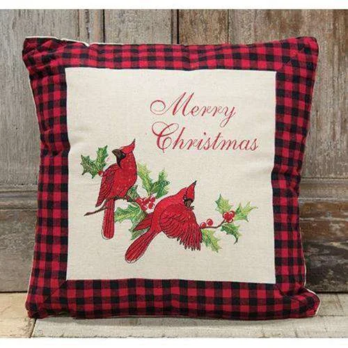 Velvet Pillows for a Touch of Elegance*Holiday Cardinal Pillow, 16" Sq