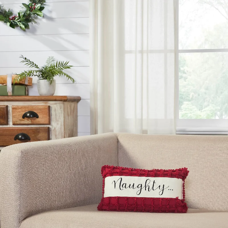 Adjustable Pillows for Customized ComfortKringle Chenille Naughty and Nice Pillow 7x13