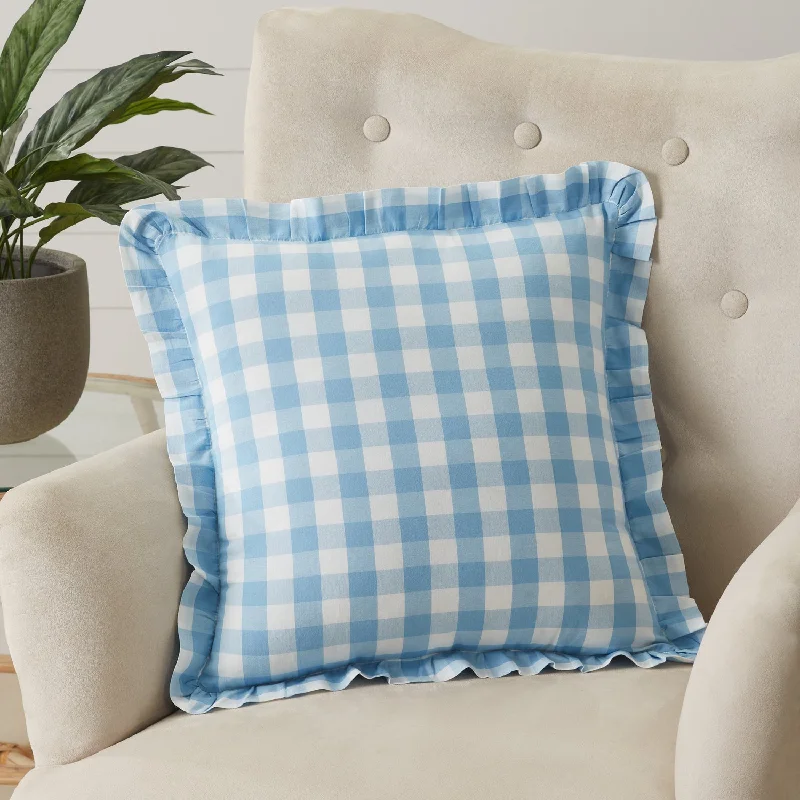 Hypoallergenic Pillows for Allergy SufferersAnnie Buffalo Blue Check Ruffled Fabric Pillow 18x18 VHC Brands