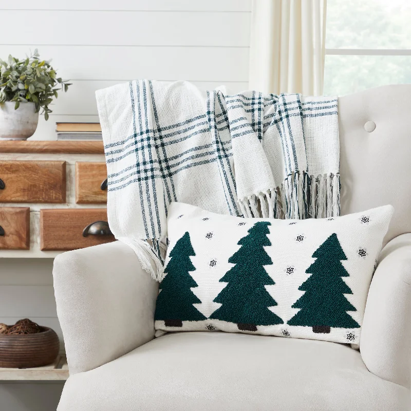 Decorative Pillows for Living Room MakeoverPine Grove Plaid Embroidered Trees Pillow Cover 14x22 VHC Brands