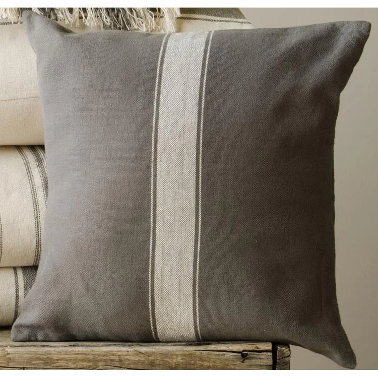 Travel Pillows for Long JourneysGrain Sack Stripe Cream Pewter Pillow Cover PC165065