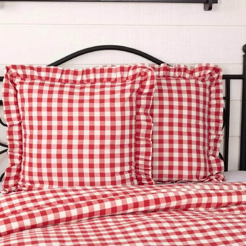 Adjustable Pillows for Customized ComfortAnnie Buffalo Red Check Fabric Euro Sham 26x26 VHC Brands