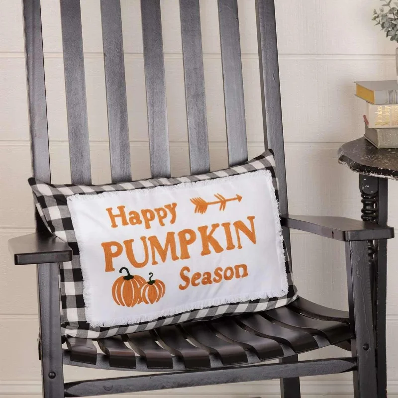 Silk Pillows for Smooth Skin and HairAnnie Buffalo Black Check Happy Pumpkin Season Pillow 14x22 VHC Brands