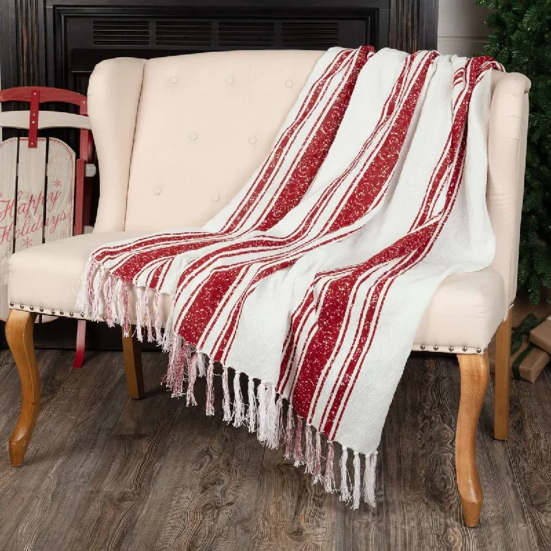 Back Support Pillows for Office ChairsAntique Red Stripe Woven Throw 60" x 50" White, Red VHC Brands