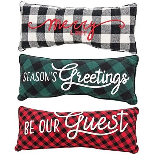 Back Support Pillows for Office Chairs3/set Buffalo Check Season's Greeting Sentiment Pillow