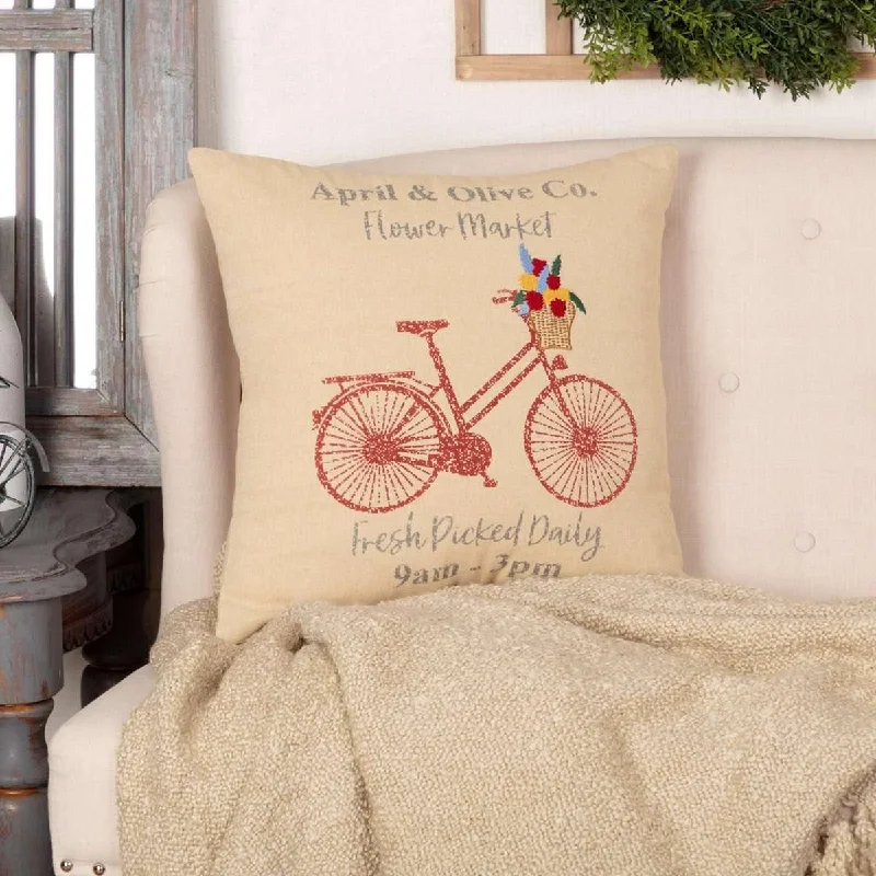 Adjustable Pillows for Customized ComfortFarmer's Market Flower Market Pillow 18x18 barn red bicycle VHC Brands