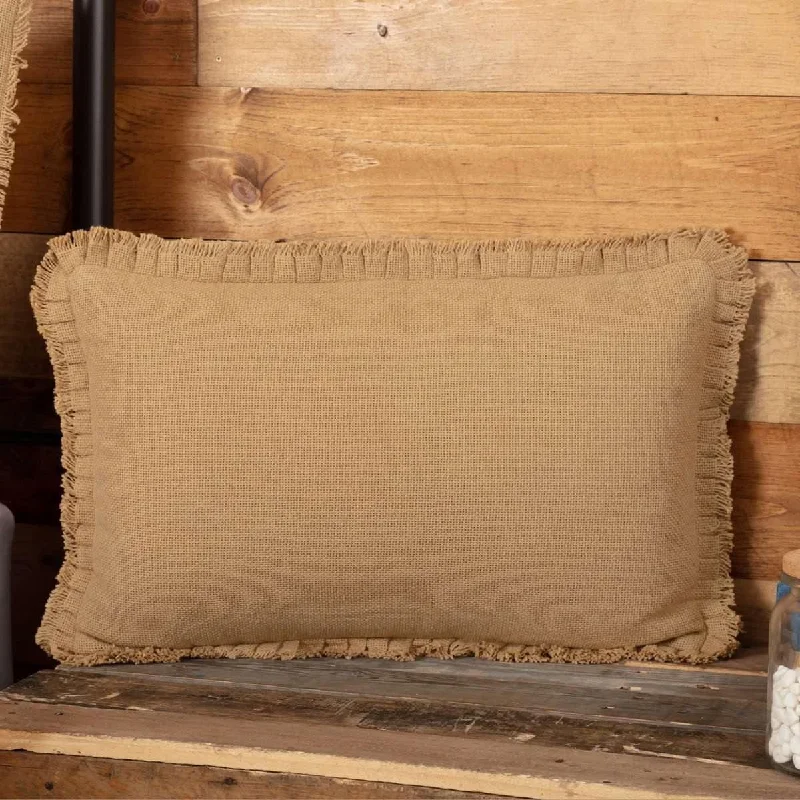 Travel Pillows for Long JourneysBurlap Natural Pillow w/ Fringed Ruffle 14x22 VHC Brands