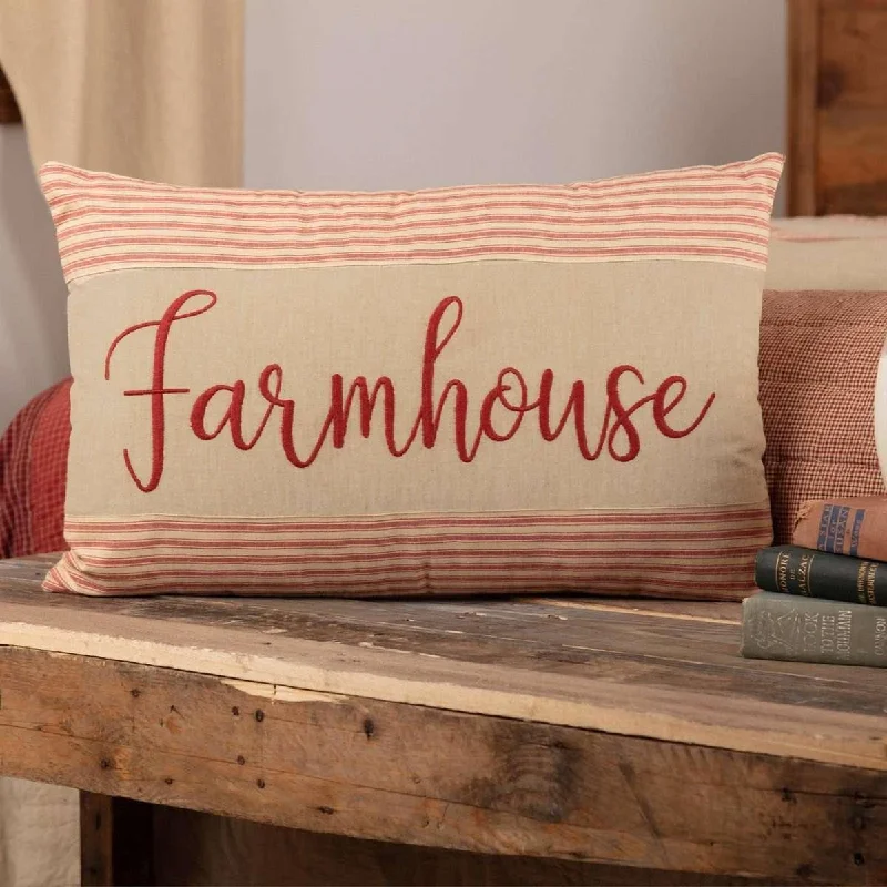 Square Pillows for Modern Home DecorRory Schoolhouse Red Farmhouse Pillow 14x22 VHC Brands