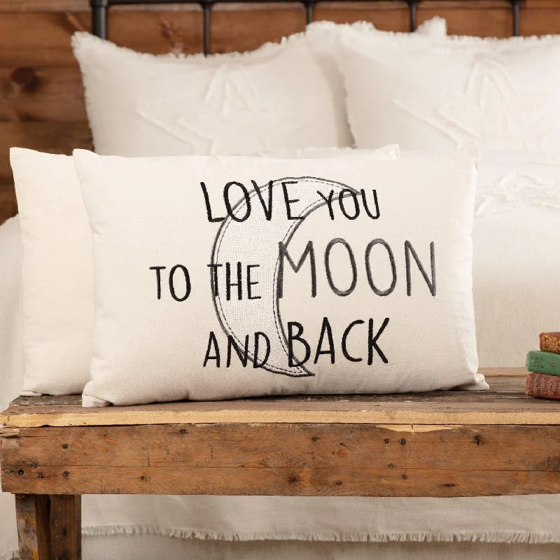 Round Pillows for Boho-Style InteriorsCasement Natural Love You to the Moon and Back Pillow 14x22 VHC Brands