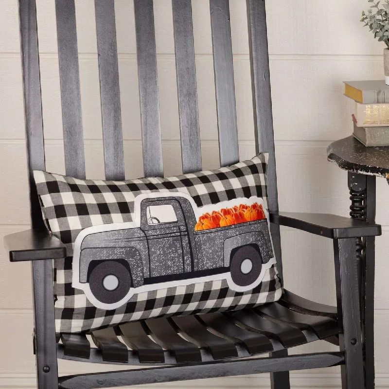 Square Pillows for Modern Home DecorAnnie Buffalo Black Check Pumpkin Truck Pillow