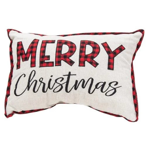 Feather Pillows for a Luxurious SleepEmbroidered Buffalo Check Trim Merry Christmas Pillow 2 Asstd