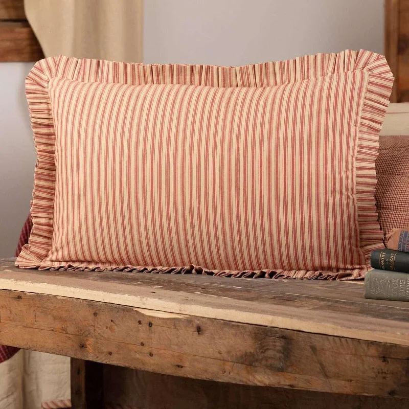 Lumbar Support Pillows for Car SeatsRory Schoolhouse Red Ticking Stripe Fabric Pillow 14x22 VHC Brands