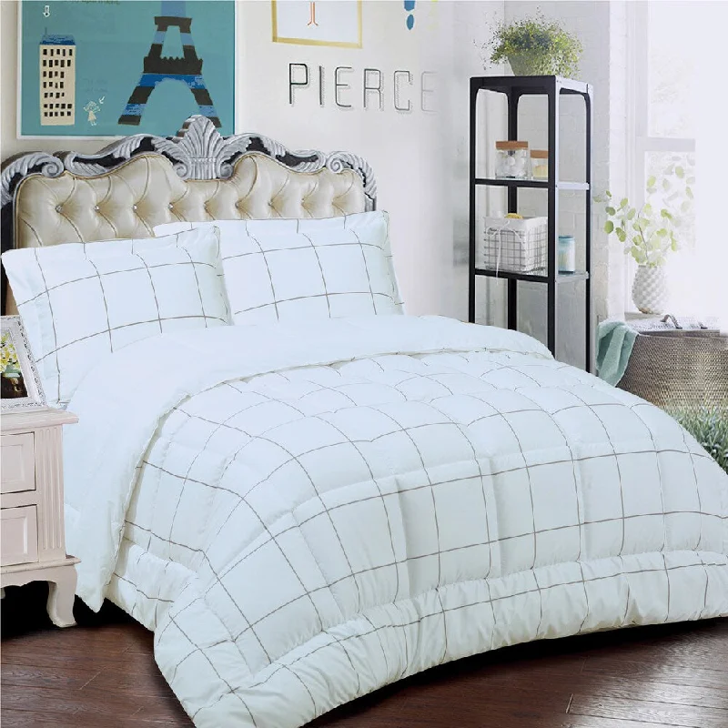 Loft Collection 3-piece Windowpane Comforter Set