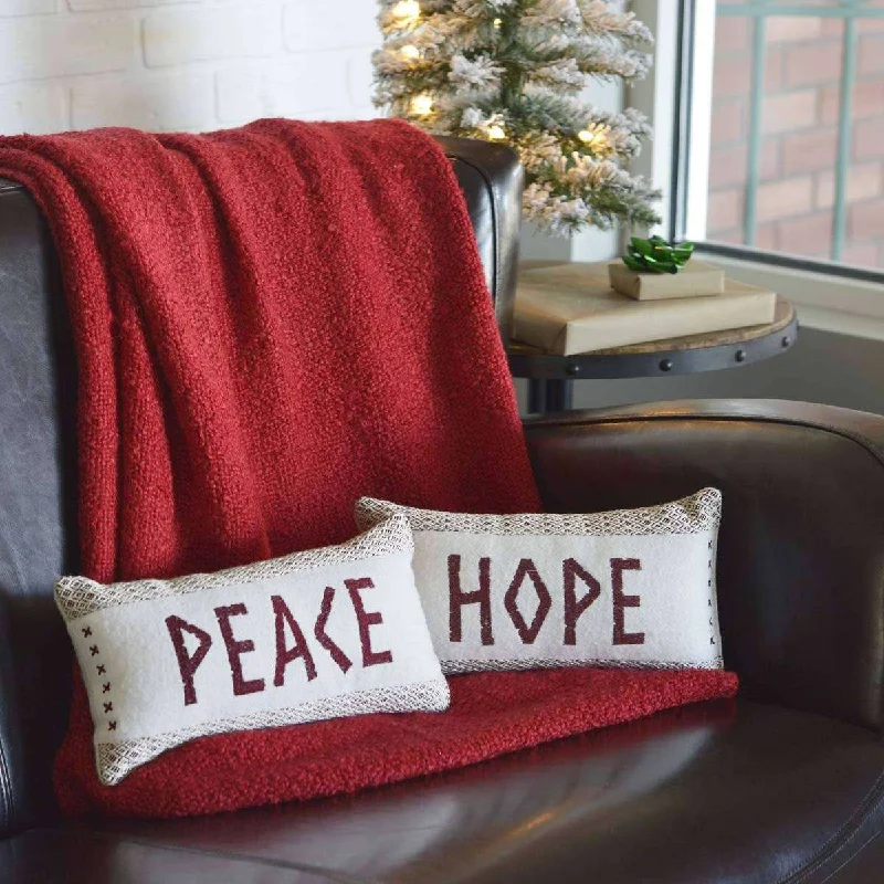 Cooling Pillows for Hot SleepersLiv Pillow Set of 2 (Peace & Hope) 7"x13" Country Creme, Crimson VHC Brands