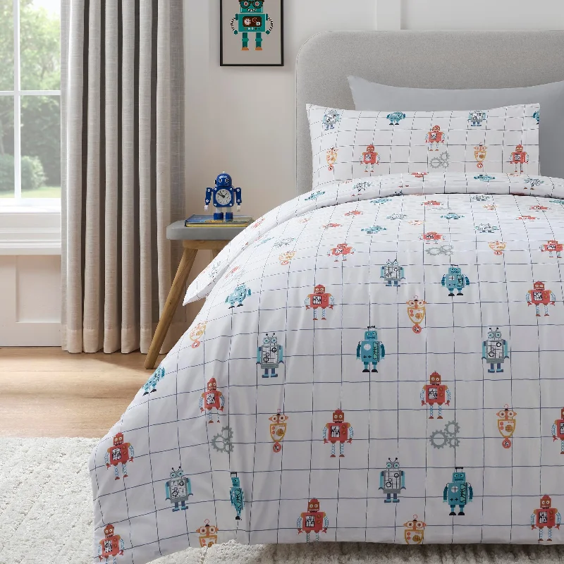 Machine - washable duvet covers for hassle - free cleaningAlfie Robots 100% Cotton Duvet Cover Set