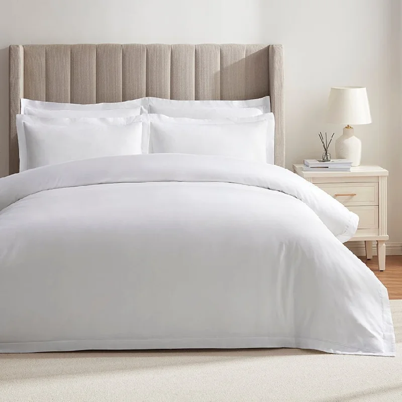 Microfiber duvet covers that are affordable and easy to care forAthens 300 Thread Count Sateen Duvet Cover & Pillowcase Set - White