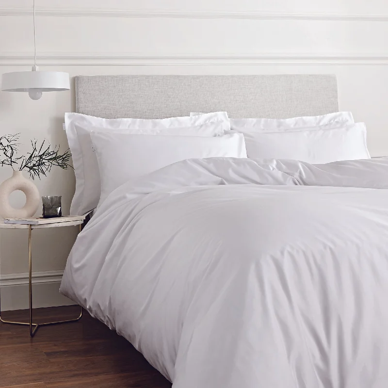 Organic cotton duvet covers for a chemical - free and eco - friendly optionBianca White 400TC 100% Cotton Sateen Duvet Set