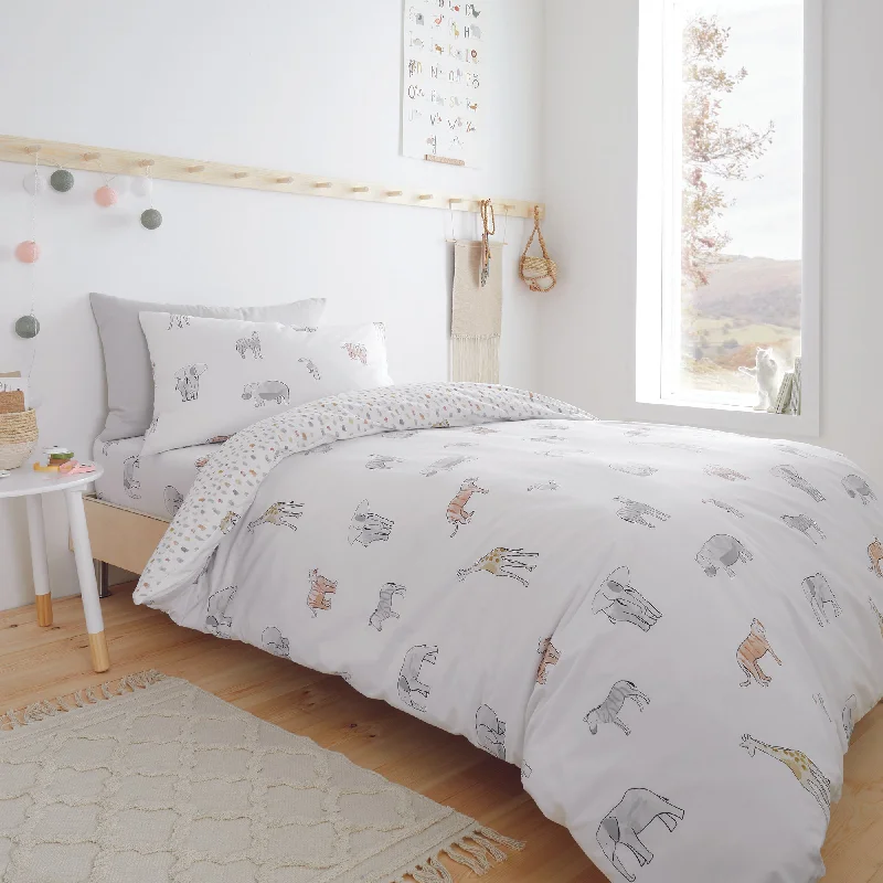 Velvet duvet covers for a plush and cozy lookBianca White Zoo Animals Kids 100% Cotton Duvet Set