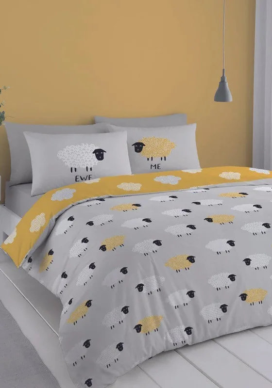 Budget - friendly duvet covers for first - time homebuyers or studentsBianca Counting Sheep Double Duvet Set, Grey Ochre