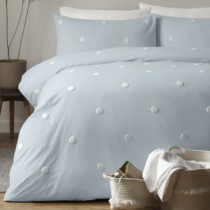 Embroidered duvet covers with intricate needlework for a luxurious touchDot Garden Duck Egg 100% Cotton Duvet Set