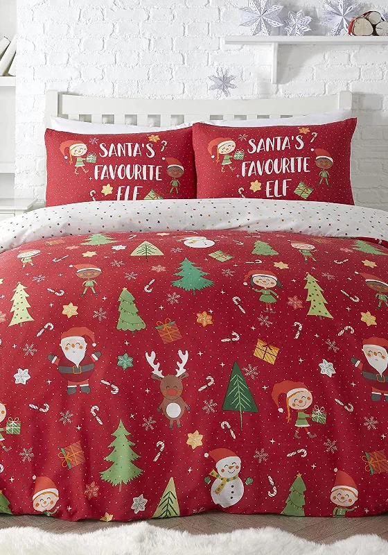 Duvet covers to match a specific bedroom color schemeBedlam Elf & Santa King Duvet Cover Set, Multi