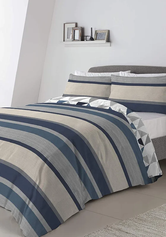 Moisture - wicking duvet covers to prevent night sweatsFusion Hendra Striped Duvet Cover & Pillowcase Set, Blue