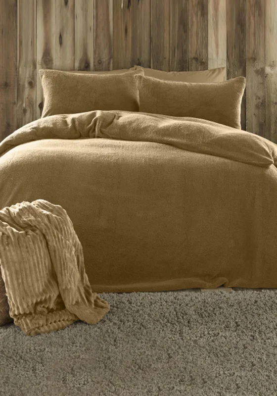 Guest - room duvet covers to make visitors feel welcome and comfortableFusion Teddy Fleece Duvet & Pillowcase Set, Ochre