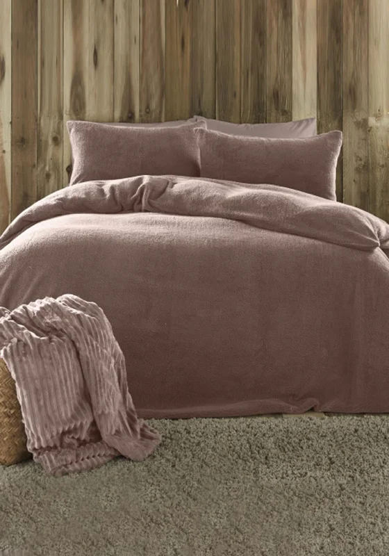 High - end luxury duvet covers for a top - tier sleep experienceFusion Teddy Fleece Duvet & Pillowcase Set, Blush