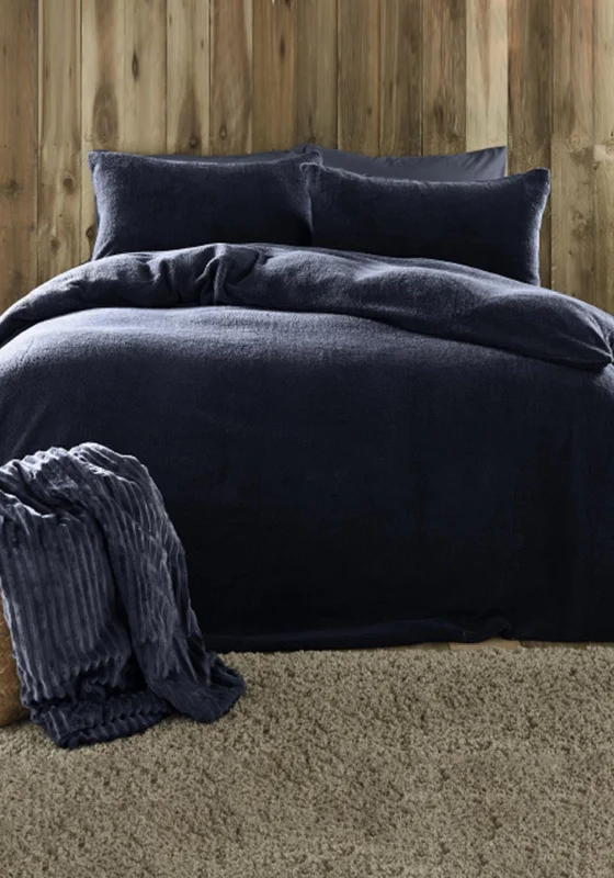 Affordable duvet covers for those on a tight budgetFusion Teddy Fleece Duvet & Pillowcase Set, Navy