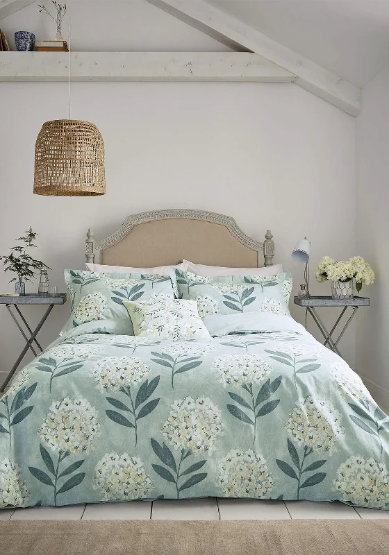 Discounted duvet covers during holiday sales like Christmas, Black Friday, and Cyber MondaySanderson Hydrangea Duvet Set, Aqua