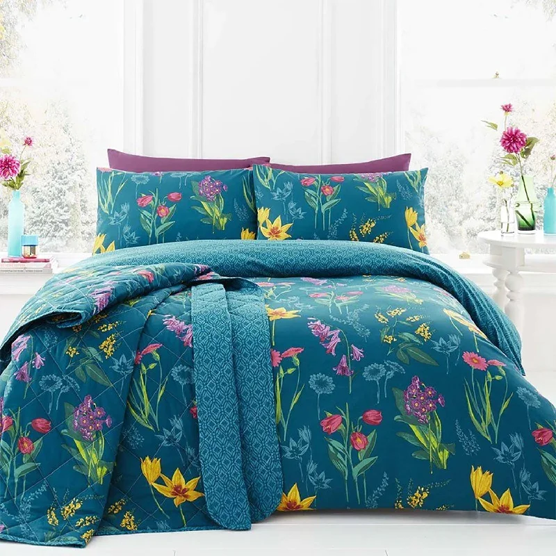 Duvet covers that coordinate with existing bedroom furnitureIngrid Teal Floral Reversible Duvet Set