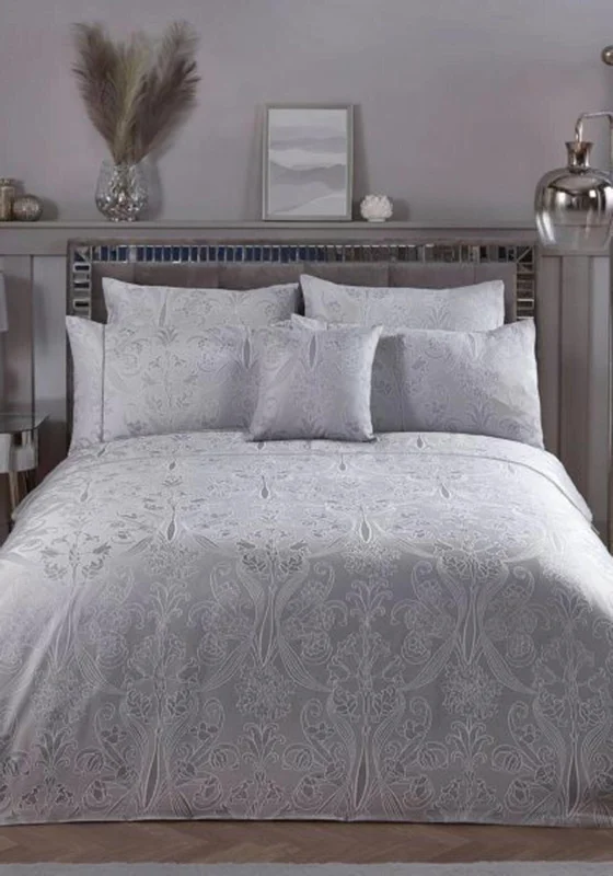 Duvet covers that work well with memory - foam mattresses for added comfortVantona Home Nouveau Damask King Duvet Set, Silver