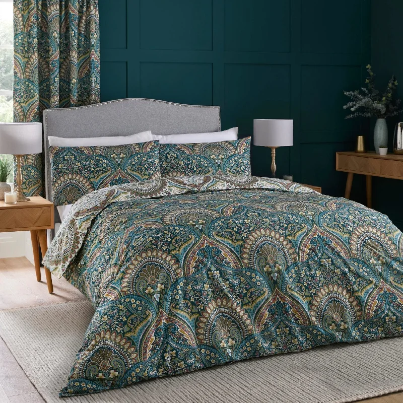 Microfiber duvet covers that are affordable and easy to care forPalais Teal Reversible Duvet Set