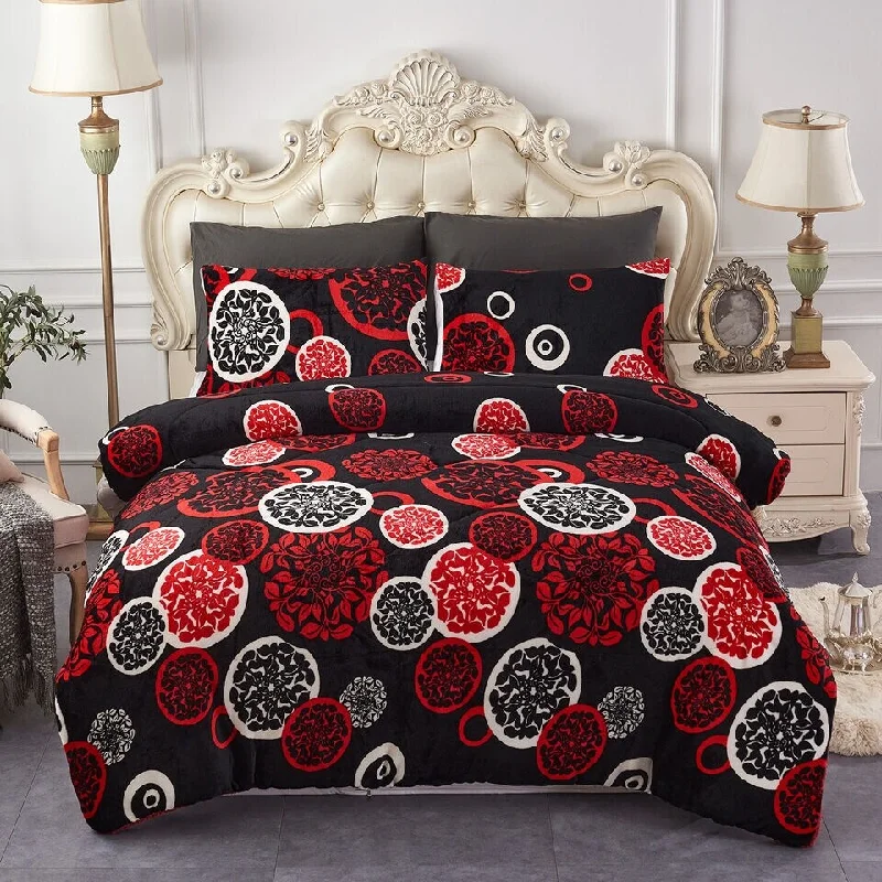 Silk - filled comforters for a luxurious and smooth touch3Pcs King Winter Comforter Set