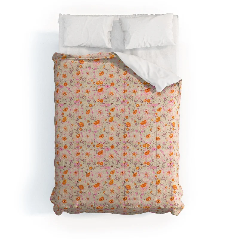 Microfiber - filled comforters that are lightweight and easy to care forAlison Janssen Faded Floral Pink Citrus Made To Order Full Comforter