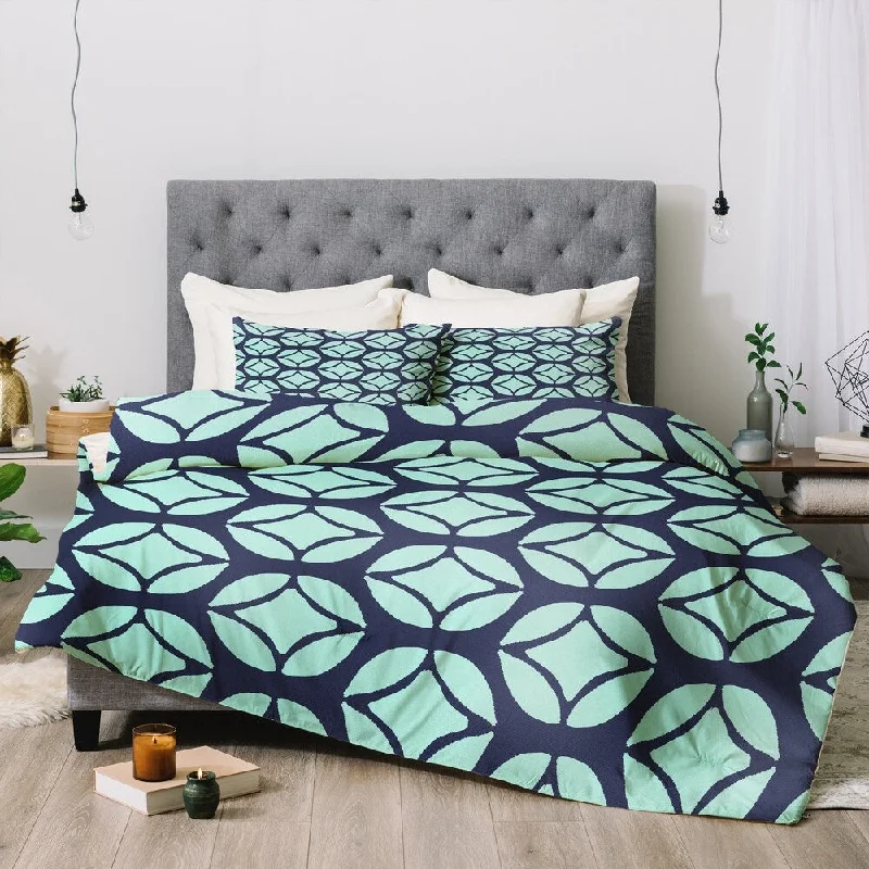 Synthetic - filled comforters like polyester for affordability and hypoallergenic propertiesAllyson Johnson Bohemian Mod Blue Comforter Set -Queen