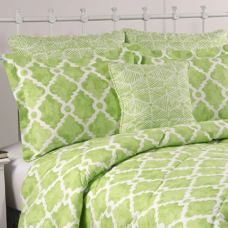 Bamboo - fiber - filled comforters with antibacterial and breathable qualitiesAthena Kiwi Green 4-piece Cotton Comforter Set