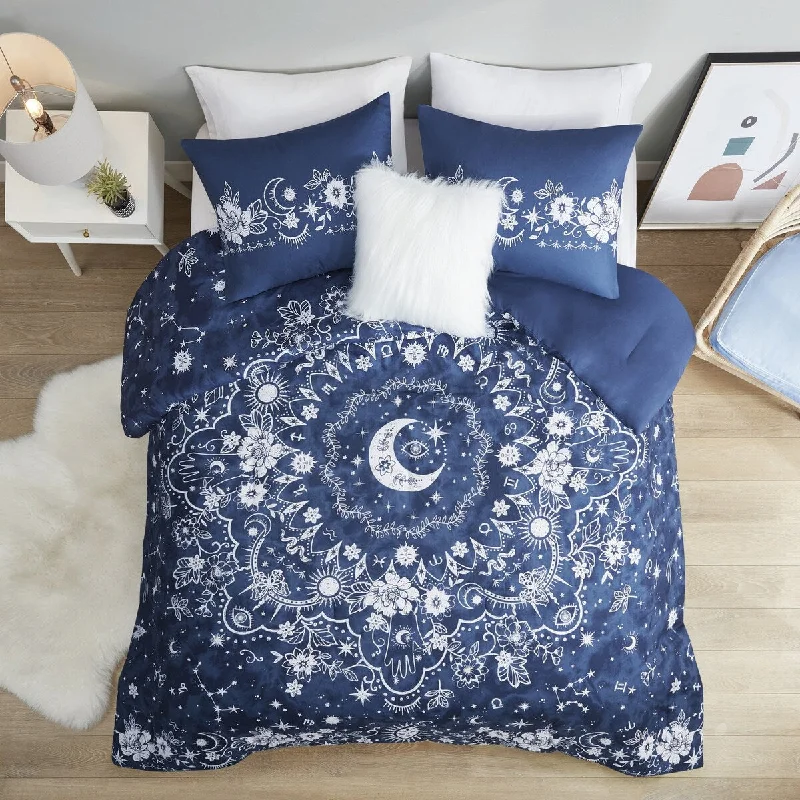 Goose down comforters known for their superior quality and insulationCelestial Medallion Microfiber Fabric Printed Comforter Set