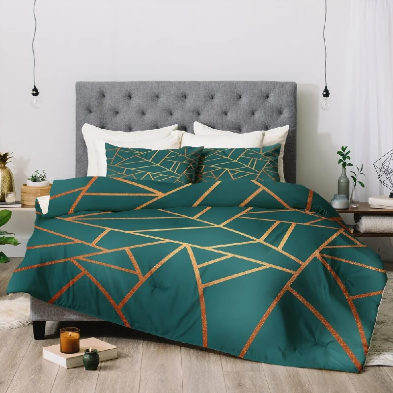 Bamboo - fiber - filled comforters with antibacterial and breathable qualitiesDeny Designs Teal Geometric 3-Piece Comforter Set